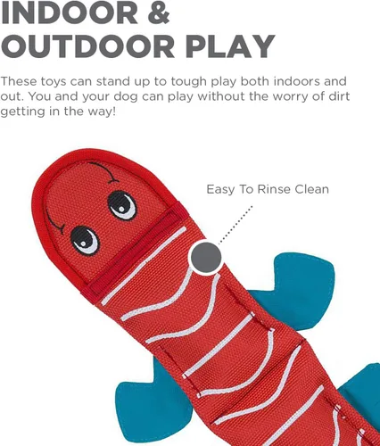 Vista 15 de Outward Hound Fire Biterz - Juguete interactivo de peluche para perro con forma de tortuga, tamaño mediano, hecho de material de manguera contra