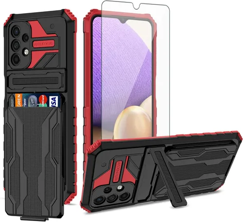Vista 10 de Asuwish Funda de teléfono para Samsung Galaxy A32 5G 2021 de 6.5 pulgadas con protector de pantalla de vidrio templado y tarjetero con soporte