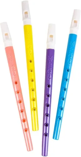 Vista 6 de Flautas de plástico de colores surtidos (11 pulgadas) 6 agujeros. Grabadoras de viento musicales, instrumento de sonido para niños, juguete para 24