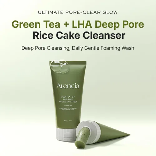 Vista 2 de ARENCIA Ácido salicílico, té verde + limpiador de pastel de arroz de poros profundos LHA, limpieza profunda de poros, lavado facial para acné