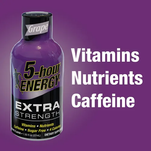 Vista 6 de 5 Hour Energy Shot Extra Strength Grape- Paquete de 96 botellas de 2 onzas