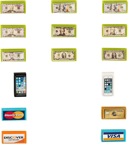 Vista 3 de Building Bricks ATM Alcancía con banco personalizado, dinero en efectivo, tarjetas de crédito, teléfonos inteligentes, cajero automático personal