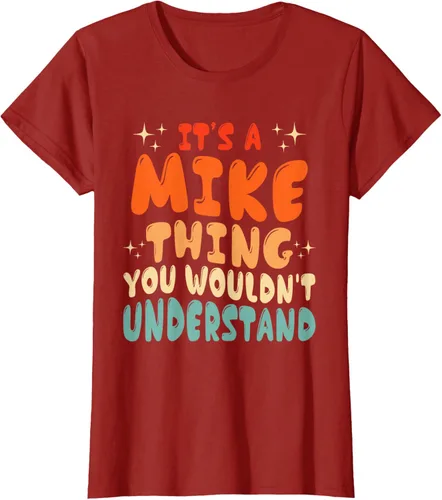 Vista 63 de Camiseta retro de los años 80 con texto en inglés "It's A Mike Thing You Wouldn't Understand", Negro