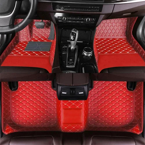 Vista 2 de Tapetes de cuero negro y rosa personalizados para automóvil, SUV, camión y vehículo deportivo, protección para todo tipo de clima, se adapta a