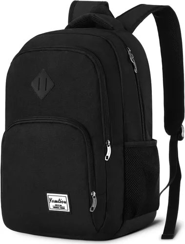 Vista 8 de YAMTION Mochila escolar, mochila para laptop con compartimento de 15.6 pulgadas para hombres y mujeres, color beige