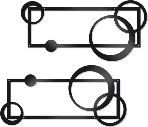 Vista 10 de OYEFLY 2 piezas de arte abstracto de metal para pared, decoración geométrica moderna (negro, estilo 1)