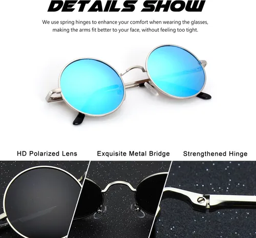 Vista 63 de CGID Gafas de sol unisex polarizadas redondas E01 Lennon