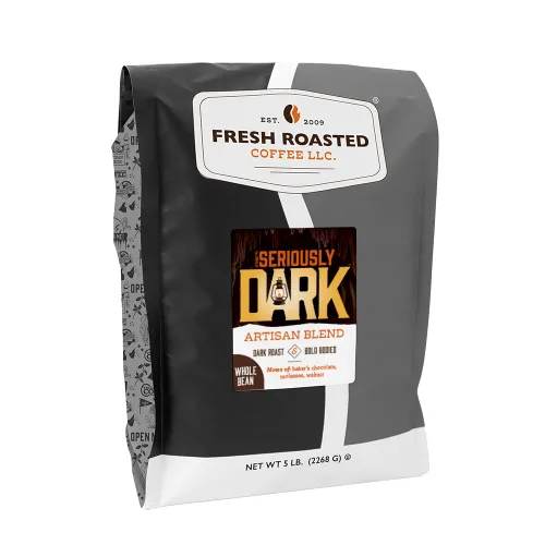 Vista 76 de Fresh Roasted Coffee, Blackbeard's Revenge, 12 onzas, tostado medio, Kosher, grano entero