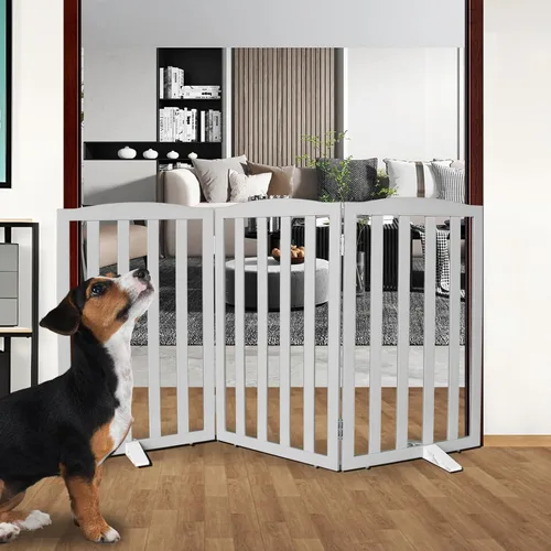 Vista 26 de Puerta Independiente para Perros para Interiores, Puerta para Perros Plegable, Puertas para Mascotas para Entradas, Escaleras o Pasillos, Puerta