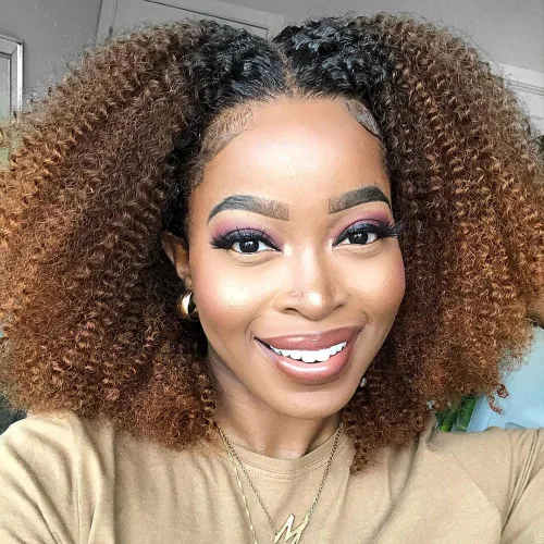 Vista 10 de Mongol afro rizado rizado paquetes cabello humano 8 8 8 pulgadas color Paquetes Rizos Afro Kinky 1b