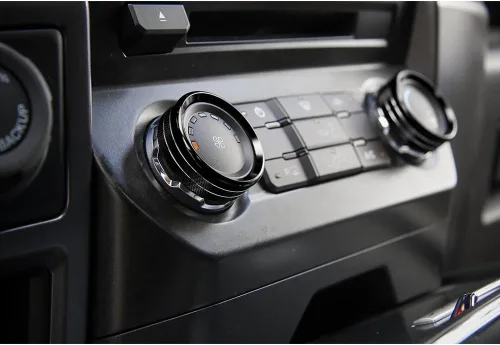 Vista 2 de Keptrim Para interruptores de aire acondicionado F150, perilla de CA VOL, botón de anillo para Ford F150 XLT 2015 2016 2017 2018 2019, aluminio Negro