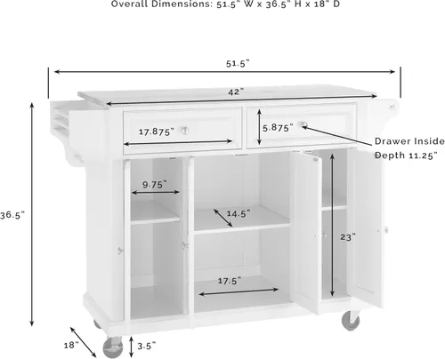 Vista 6 de Crosley Furniture isla de cocina con ruedas, Madera, Negro