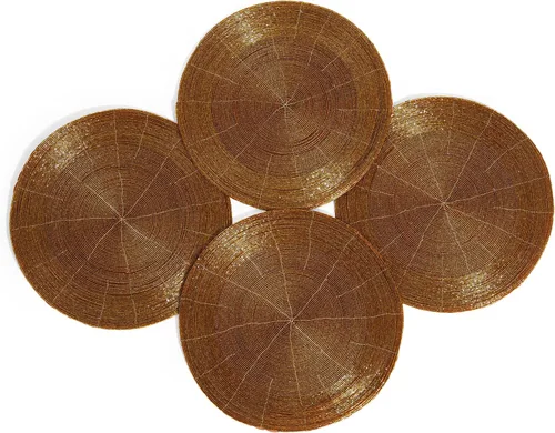 Vista 11 de Lightnpro - Juego de 4 manteles individuales redondos con cuentas negras, cargadores de mesa decorativos hechos a mano, elegantes manteles de mesa