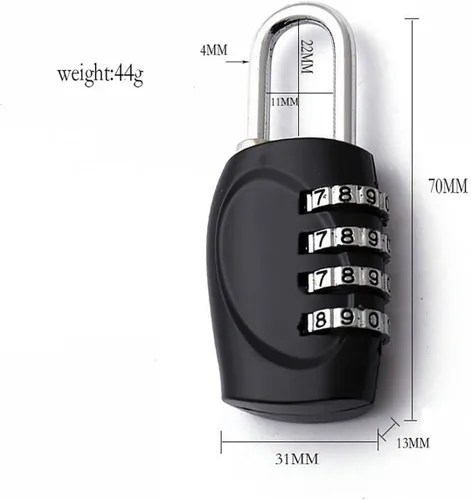 Vista 4 de 4-Dial Combination Padlocks (2 Pack) - Resettable Metal Security Locks for Luggage, Gym, Travel & Storage (Black+Colorful)