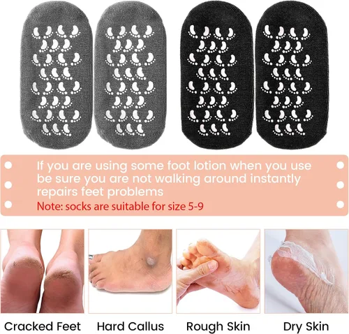 Vista 2 de JaGely 6 pares de calcetines hidratantes, calcetines de gel suave para pies secos y agrietados, pieles forradas de gel para el cuidado de los pies