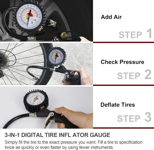 Vista 3 de Hausse Kit de accesorios para compresor de aire de servicio pesado, pistola sopladora de aire y accesorios de manguera de aire, kit de herramientas