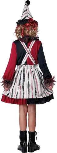 Vista 3 de Disfraz de Halloween para niñas de payaso inteligente, Rojo