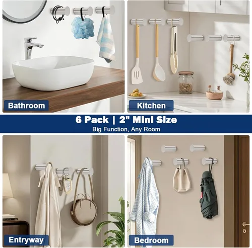 Vista 5 de NearMoon Ganchos para toallas, ganchos para abrigos, modernos ganchos decorativos para colgar sombreros en la pared, pinzas resistentes para colgar