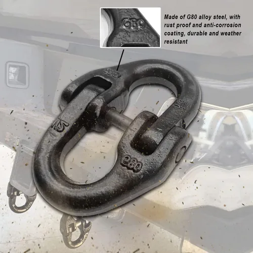 Vista 4 de 2 piezas de bloqueo de martillo de cadena de seguridad de enganche de remolque de 1/2 pulgada con conector de cadena, enlace de acoplamiento
