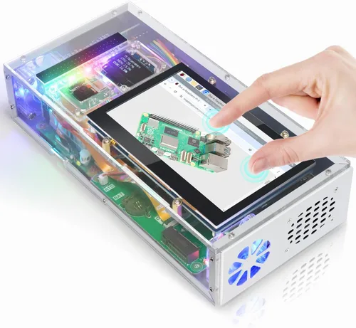 Vista 8 de Freenove Kit de carcasa de PC para Raspberry Pi 5 con ventilador de refrigeración, SSD M.2 NVMe de 128 GB 800 MB/s, cámara de 5 MP, pantalla OLED