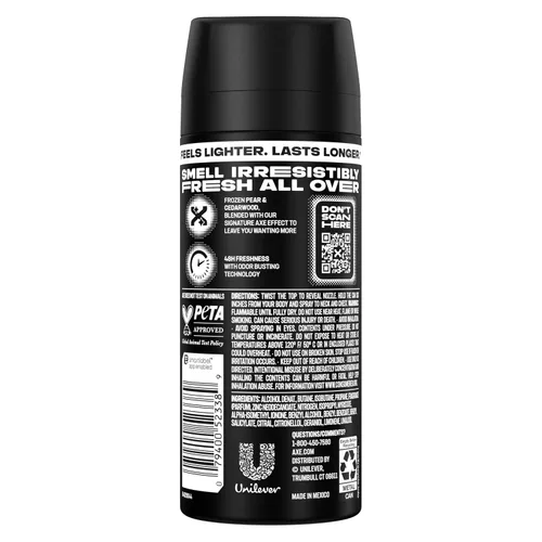 Vista 2 de AXE Body Spray 4 unidades Negro 48 horas Todo Fresco 2.9 oz