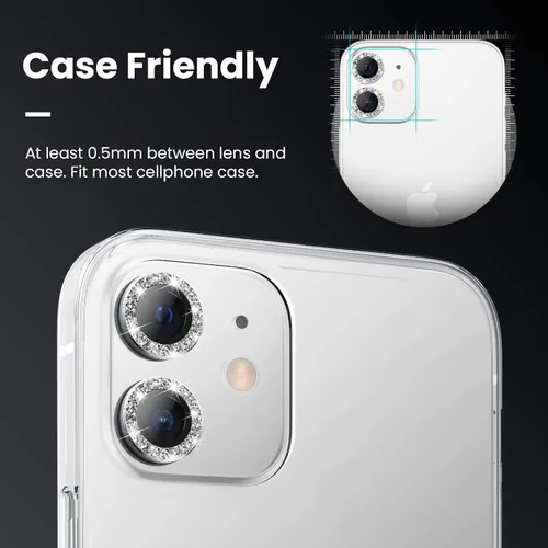 Vista 3 de Tensea Protector de lente de cámara compatible con iPhone 12 / iPhone 12 Mini, protector de pantalla de vidrio templado 9H para iPhone 12 mini