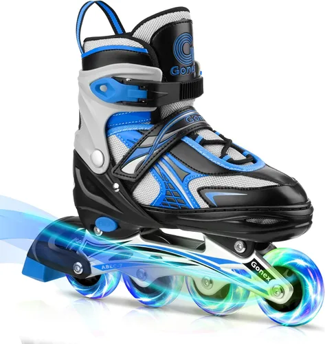 Vista 9 de Gonex Patines en línea para niñas y niños, patines ajustables para exteriores, patines en línea para niños, adolescentes y mujeres con ruedas