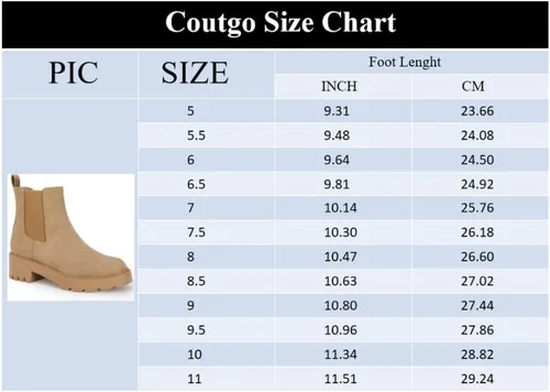 Vista 6 de Coutgo Botas Chelsea con plataforma gruesa y de tacón bajo para mujer, botas de tobillo elásticas de gamuza