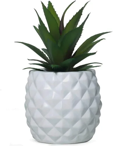 Vista 10 de Decoración artificial de piña en maceta, piña falsa, decoración de mesa de cocina (dorado)