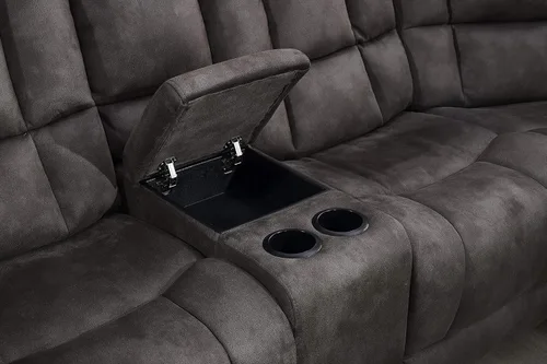 Vista 7 de Betsy Furniture Sofá seccional reclinable de microfibra grande para sala de estar en gris 8019 [izquierda o derecha]