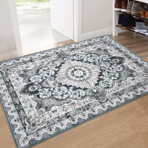 Vista 12 de FairOnly Alfombra bohemia lavable de 2 x 6 pies, estilo vintage, envejecida, tribal, antideslizante, no desprende pelusa, suave, plegable, alfombra