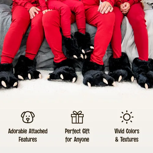 Vista 6 de Lazy One - Pantuflas con diseño de garra de animal para niños y adultos, disfraz divertido para niños, cálidas pantuflas peludas