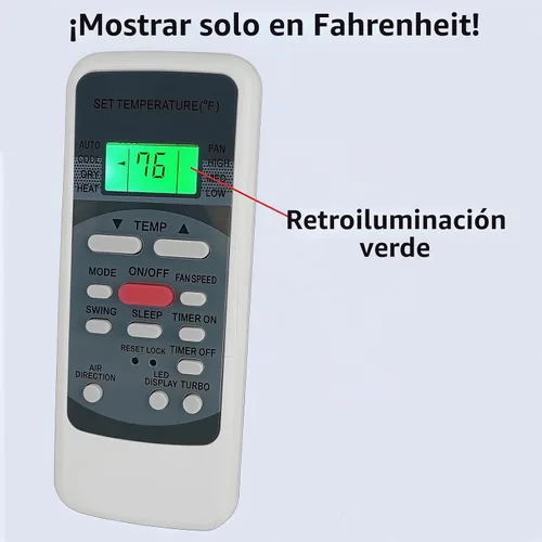Vista 2 de Mando a distancia de repuesto compatible con MrCool Midea Aire acondicionado remoto RG51F/EU1 RG51F1/EU1 RG51F3/EU1