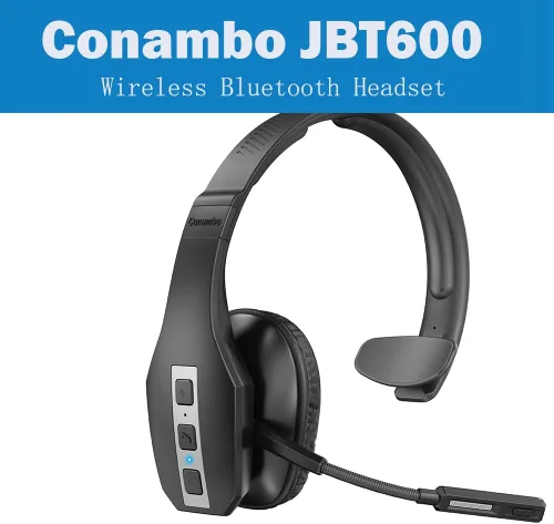 Vista 2 de Conambo Trucker Auriculares Bluetooth con CVC8.0 Tres micrófonos Cancelación de ruido 35Hrs HD Talktime Auriculares inalámbricos manos libres