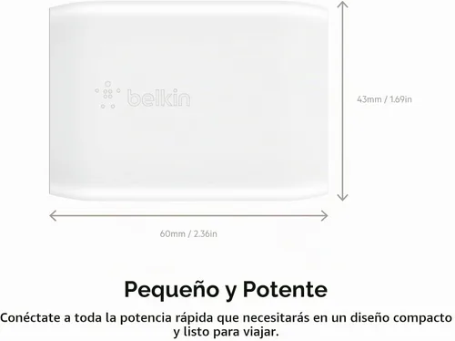 Vista 7 de Belkin Bloque de cargador USB C compacto de 30 W, carga rápida para viajes