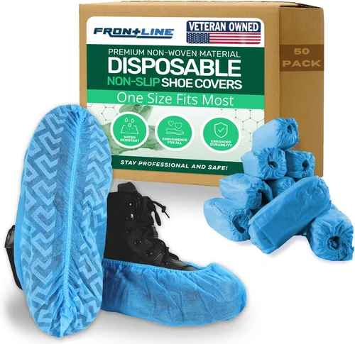 Vista 8 de Frontline Fundas para zapatos desechables antideslizantes, paquete de 100 unidades, fundas premium para botas de tela no tejida duraderas