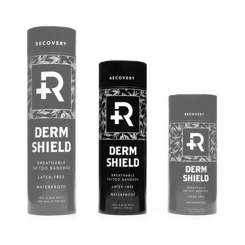 Vista 2 de Recovery Derm Shield - Rollo de vendas para el cuidado posterior de tatuajes, adhesivas, transparentes e impermeables