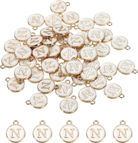 Vista 8 de MECCANIXITY Dije de Letras del Alfabeto de Doble Cara, para Hacer Collar, Pulsera, Pendientes, Joyería