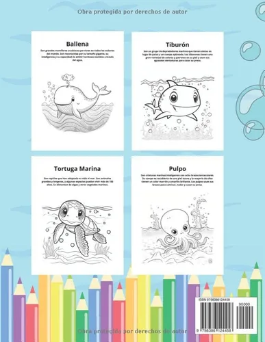 Vista 2 de Libro para Colorear Animales Marinos para niños (Spanish Edition)