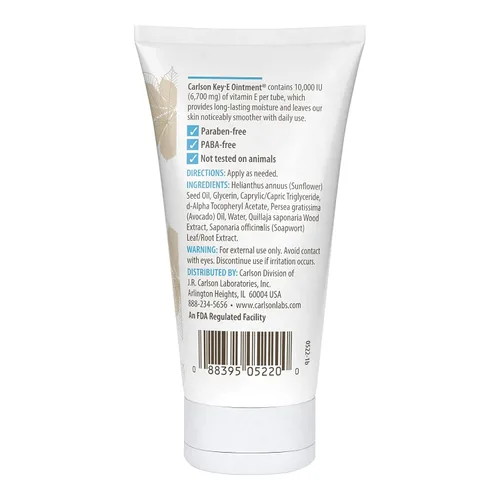 Vista 2 de Carlson - Pomada Key-E, para piel seca y áspera, 10000 UI (6700 mg) Aguacate, aceite de coco, cera de abejas, vitamina E, sin perfume, 2 oz