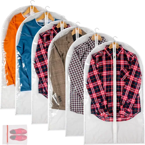 Vista 10 de Bolsa de ropa transparente para almacenamiento en el armario, bolsas de vinilo para colgar ropa, bolsas cortas para colgar ropa, fundas de abrigo
