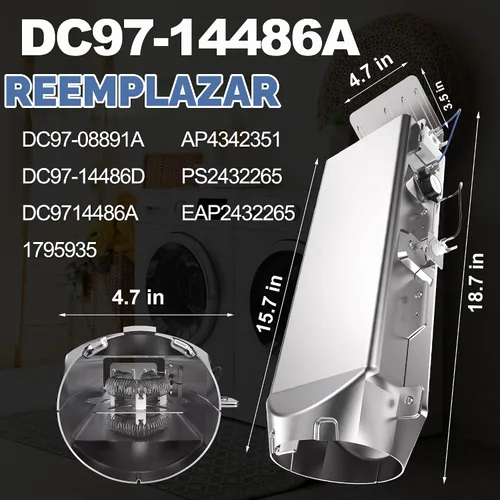Vista 2 de 【Actualización 2026】DC97-14486A Elemento calefactor para secadora DC97-14486D para Samsung elemento calefactor dve50r5200w/a3 dv45h7000ew/a2