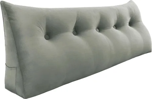 Vista 61 de Almohada de cuña doble gruesa de 8 libras para cabecero de dormitorio universitario, almohada de cuña de terciopelo con respaldo triangular