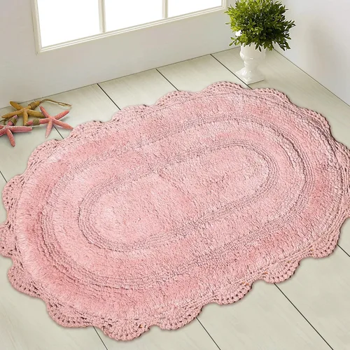 Vista 56 de Chardin home Alfombra de baño de ganchillo beige, alfombra de baño ovalada 100% algodón con borde de ganchillo artesanal hecho a mano, alfombra