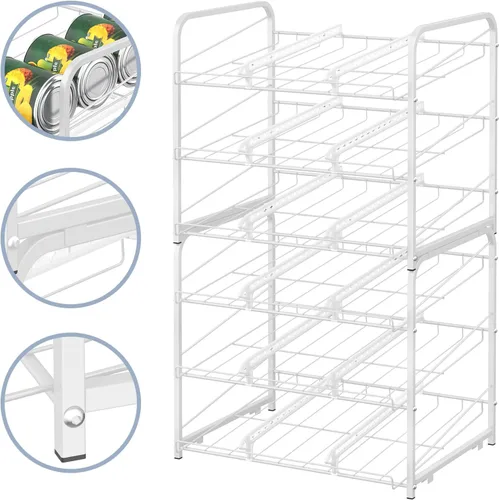 Vista 9 de MOOACE Organizador apilable para latas, paquete de 2, dispensador de almacenamiento de latas para 72 latas, organizador de latas para armario