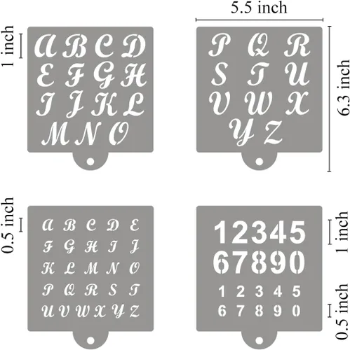 Vista 6 de Plantillas de letras del alfabeto para hornear galletas, paquete de 16 plantillas de letras y números para pasteles, galletas, hornear, plantillas