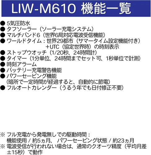 Vista 5 de Casio Lineage Multiband6 Modelo japonés Liw-m610d-1ajf Cronógrafo