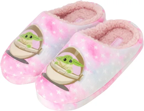 Vista 6 de Disney Pantuflas de Star Wars para niña Mandalorian Baby Yoda - Pantuflas mullidas, suela antideslizante (niña 11-5)