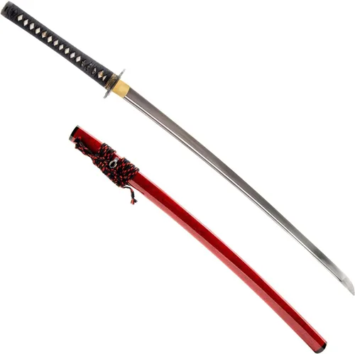 Vista 26 de HMS Samurai Katana Sword, Practical, Hand Forged, 1045 Carbon Steel, Heat Tempered/Clay Tempered, Full Tang, Sharp, Scabbard Blanco-dragón-951A