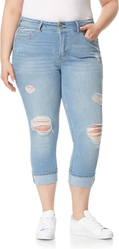 Vista 11 de WallFlower Vaqueros Luscious Curvy de 23.5” de cintura media para mujer, jeans de mezclilla Insta Stretch para juniors Albahaca